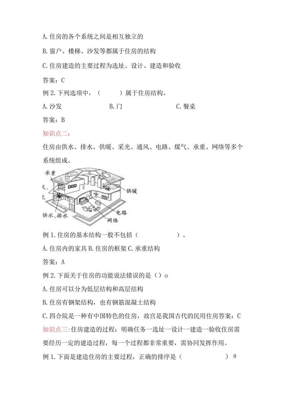 教科版小学六年级科学下册《了解我们的住房》自学练习题及答案.docx_第2页