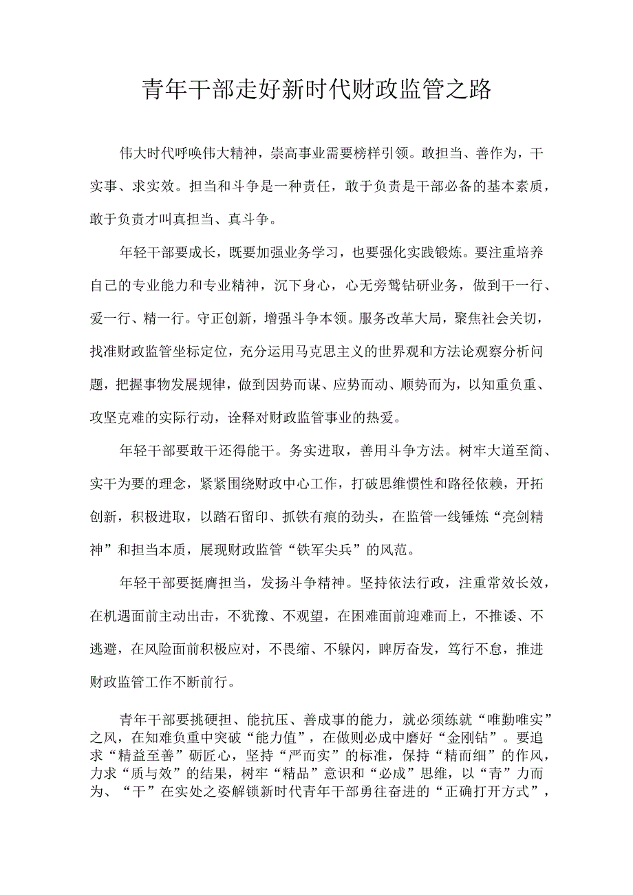 青年干部走好新时代财政监管之路.docx_第1页