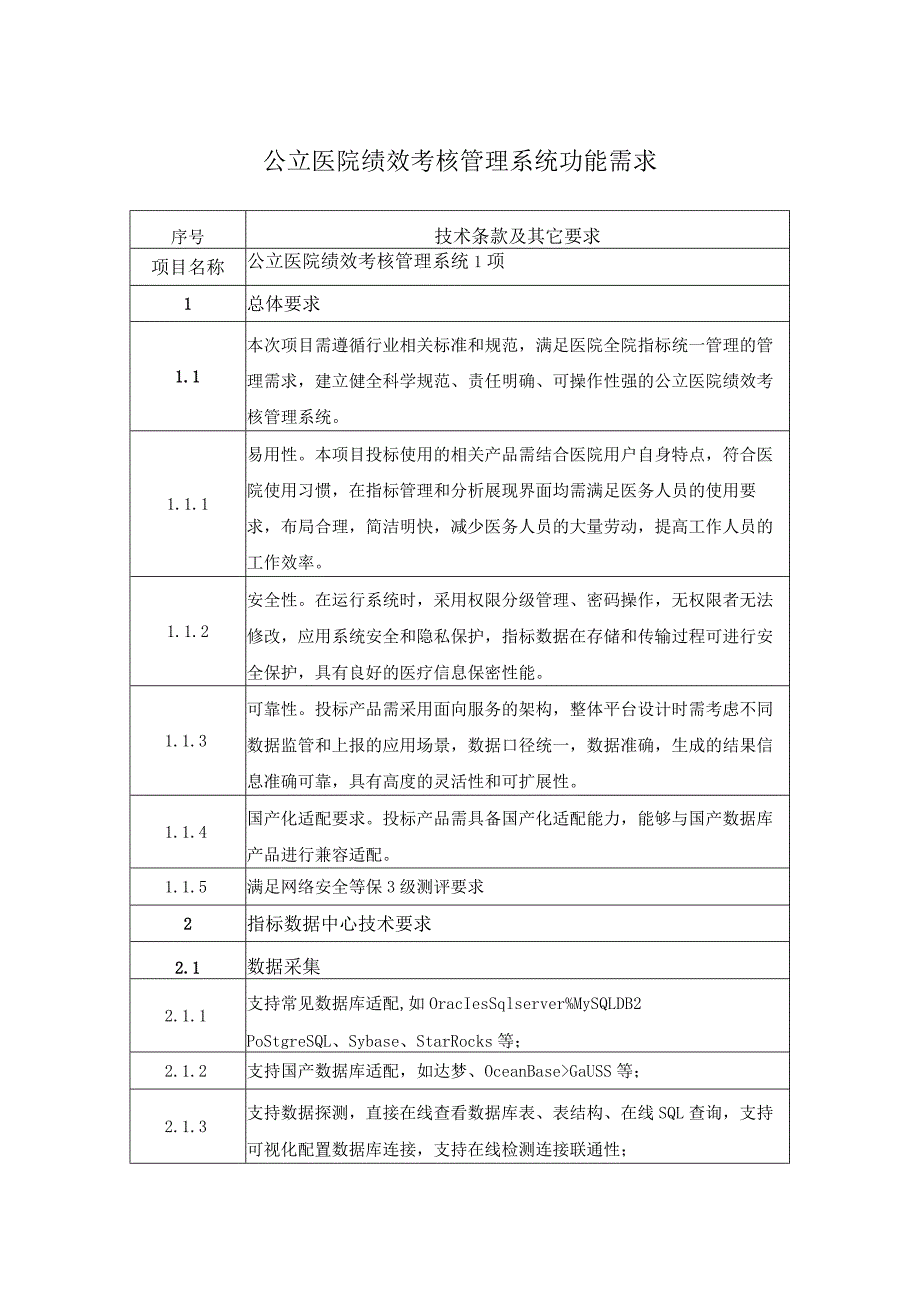 公立医院绩效考核管理系统功能需求.docx_第1页