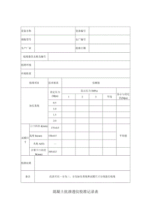 混凝土抗渗透仪校准记录表.docx