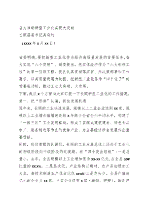 在新型工业发展暨产业发展大会上的表态发言.docx