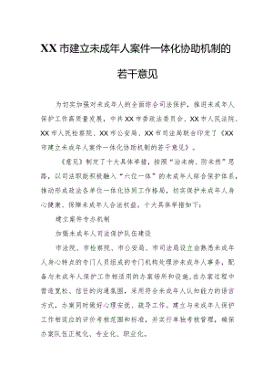 XX市建立未成年人案件一体化协助机制的若干意见.docx