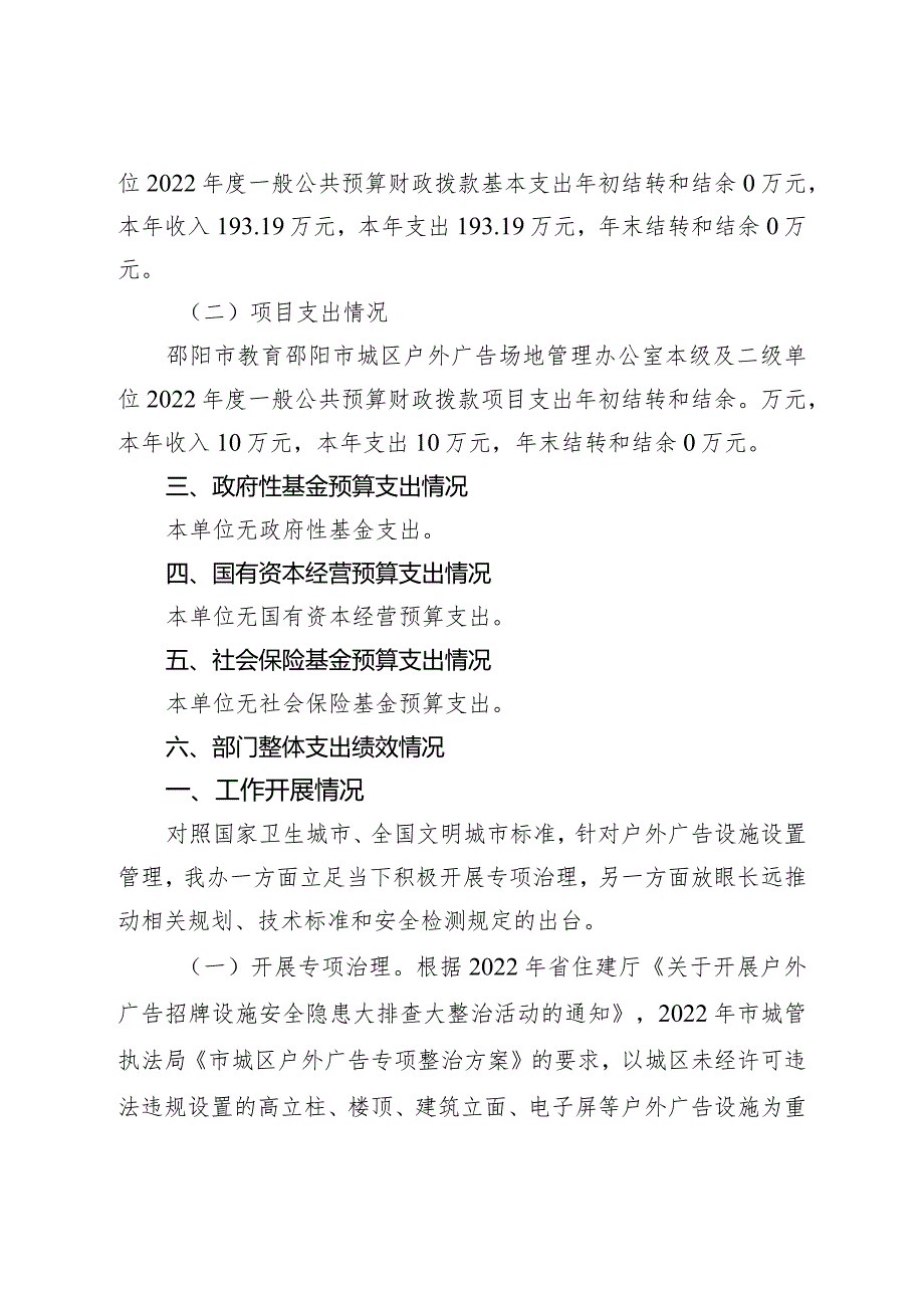 2022年度邵阳市城区户外广告场地管理办公室整体支出绩效自评报告.docx_第3页