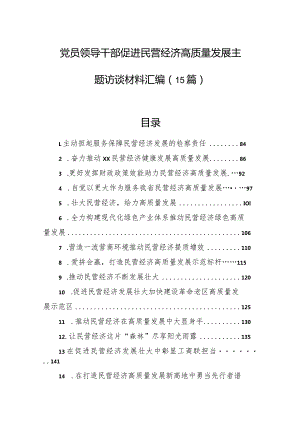 党员领导干部促进民营经济高质量发展主题访谈材料汇编（15篇）.docx