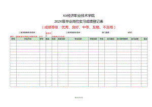 XX经济职业技术学院202X级毕业岗位实习成绩登记表（2024年）.docx