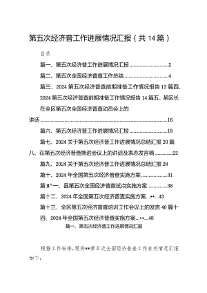 第五次经济普工作进展情况汇报最新版14篇合辑.docx