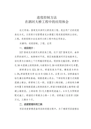 进度控制方法在泗河大桥工程中的应用体会.docx