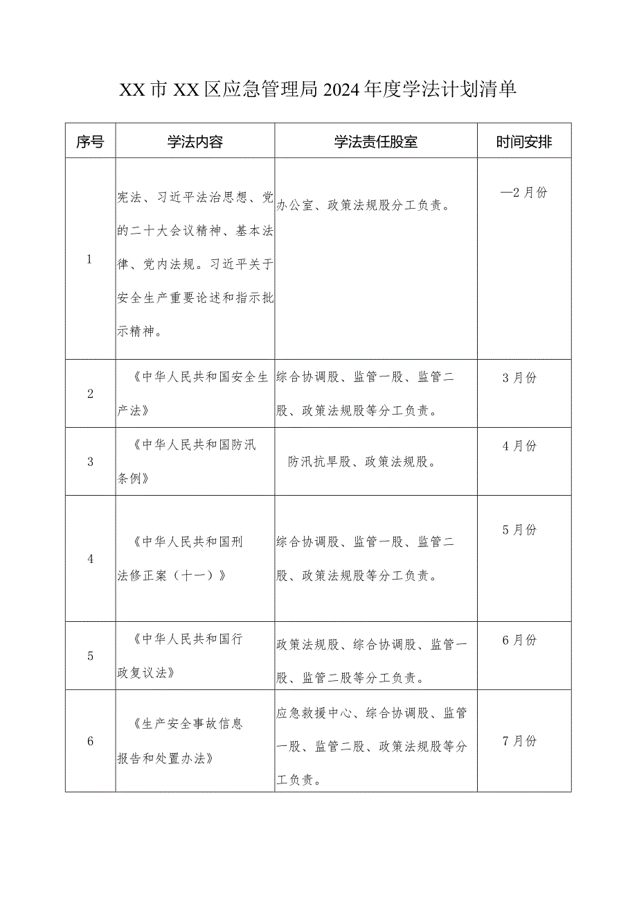 XX区应急管理局2024年度学法计划.docx_第3页