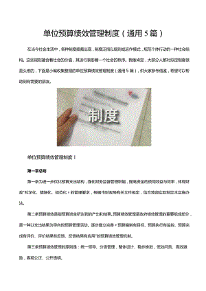 单位预算绩效管理制度（通用5篇）.docx