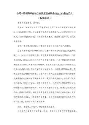 公司中层领导干部在企业高质量发展座谈会上的发言范文.docx