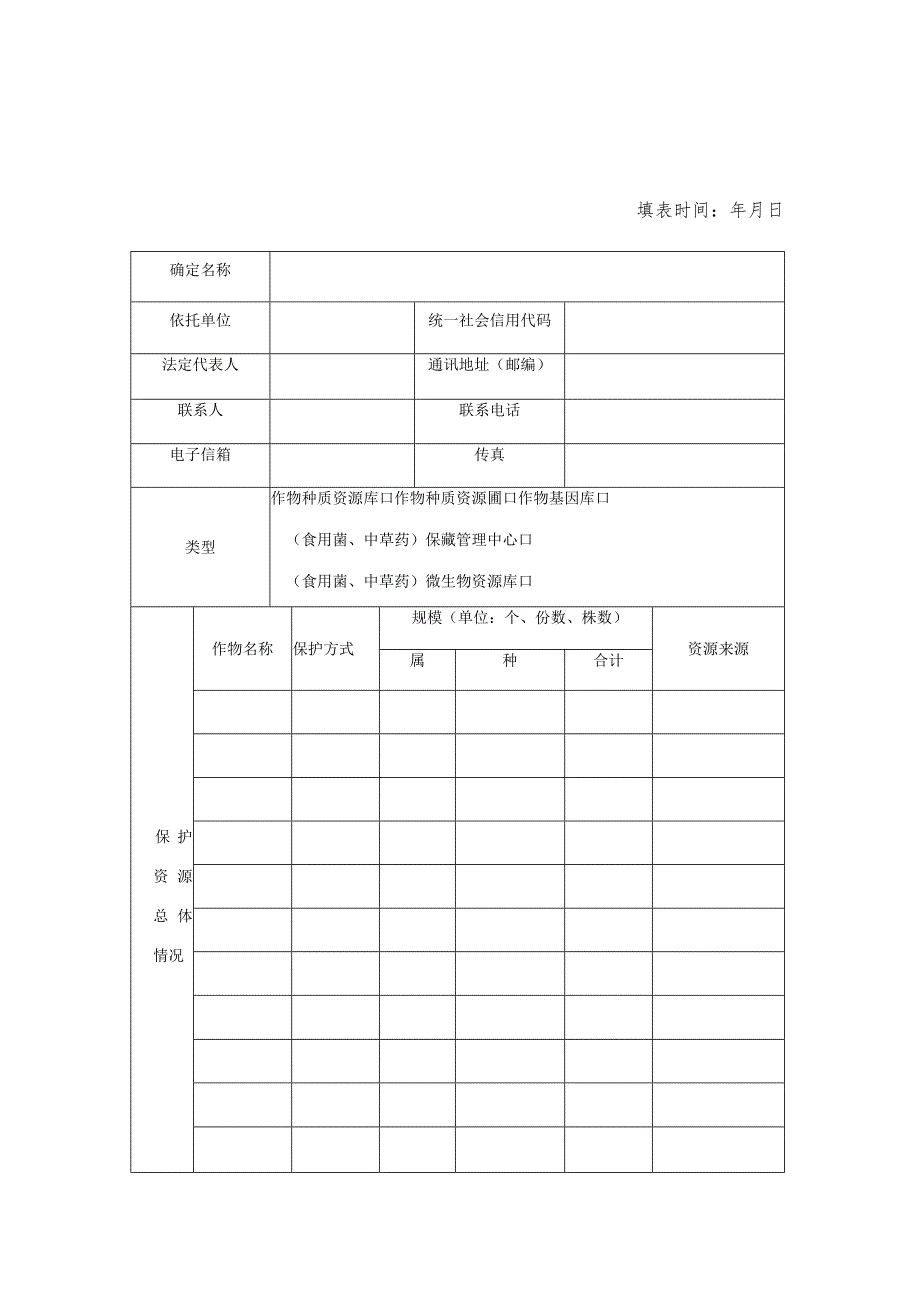 吉林省省级作物种质资源保护单位申请表.docx_第1页