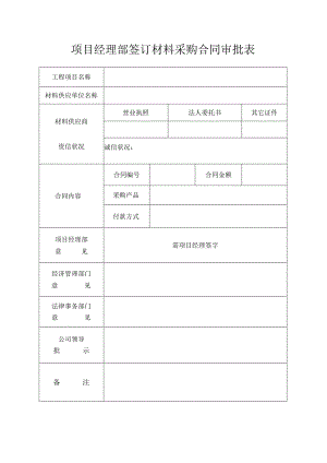 项目经理部签订材料采购合同审批表.docx