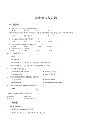 整式的乘除与因式分解--拔高题习题训练.docx