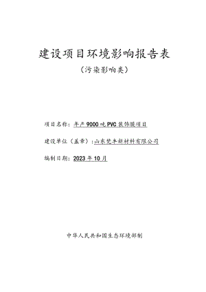 年产9000吨PVC装饰膜项目环境影响报告表.docx