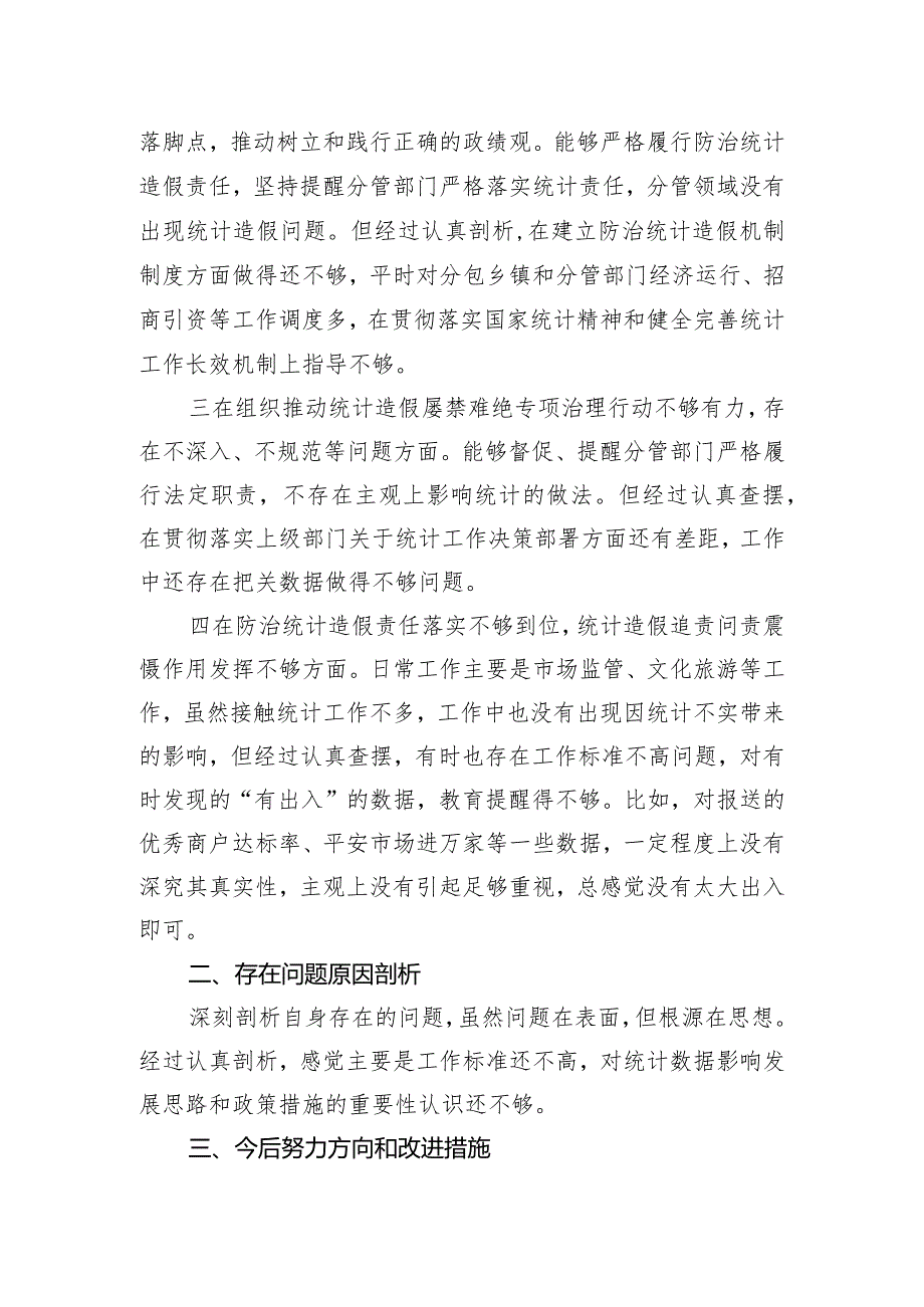 防治统计造假专题民主生活会个人发言材料.docx_第2页