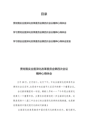 学习贯彻落实全面深化改革委员会第四次会议精神心得体会发言3篇.docx