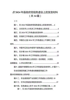 在2024年县政府党组务虚会上的发言材料（共14篇）.docx