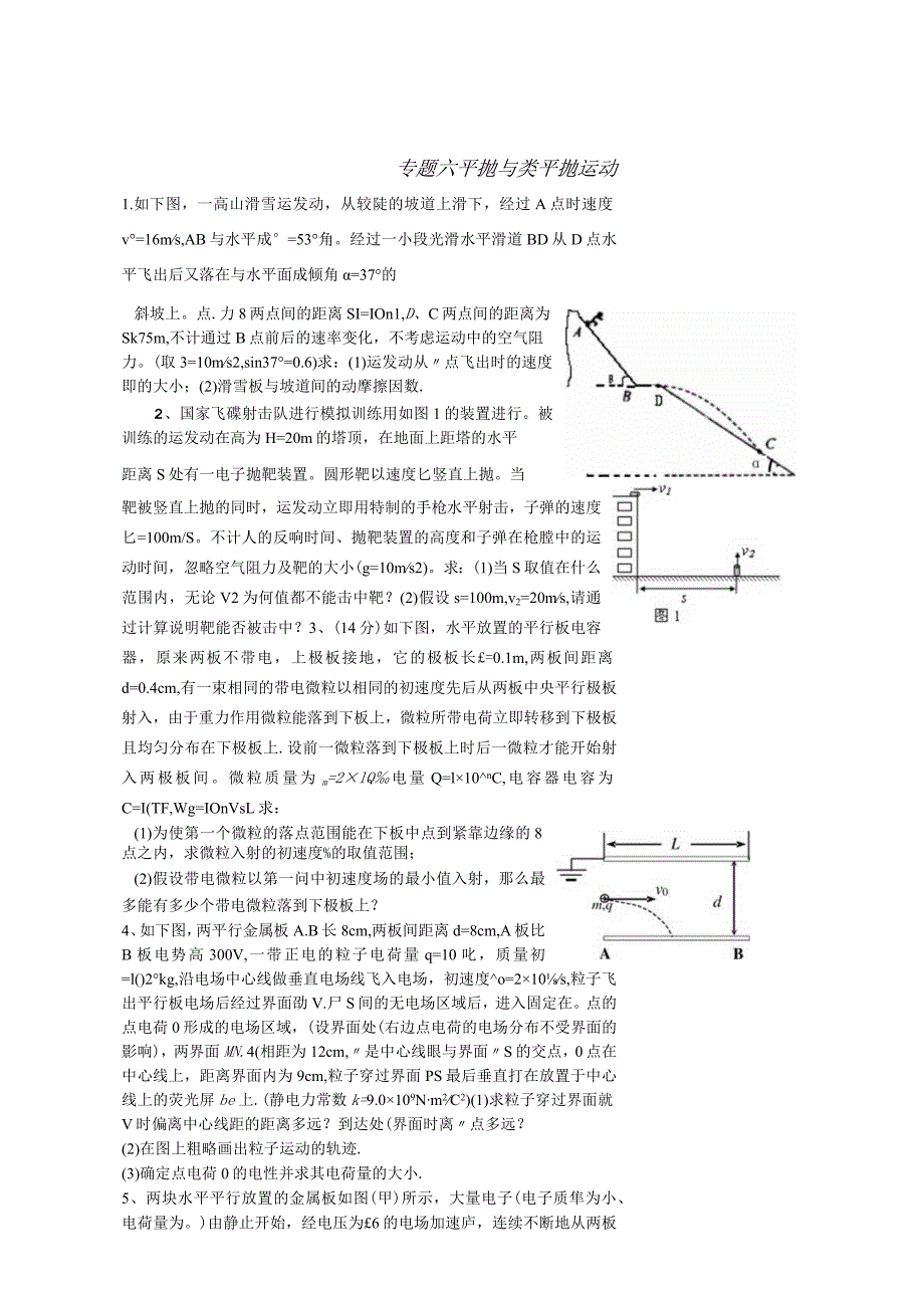 曲线运动平抛与类平抛运动专题练习.docx_第1页