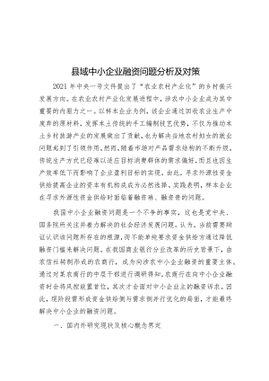 县域中小企业融资问题分析及对策&2023年度主题教育专题民主生活会学习研讨发言提纲.docx