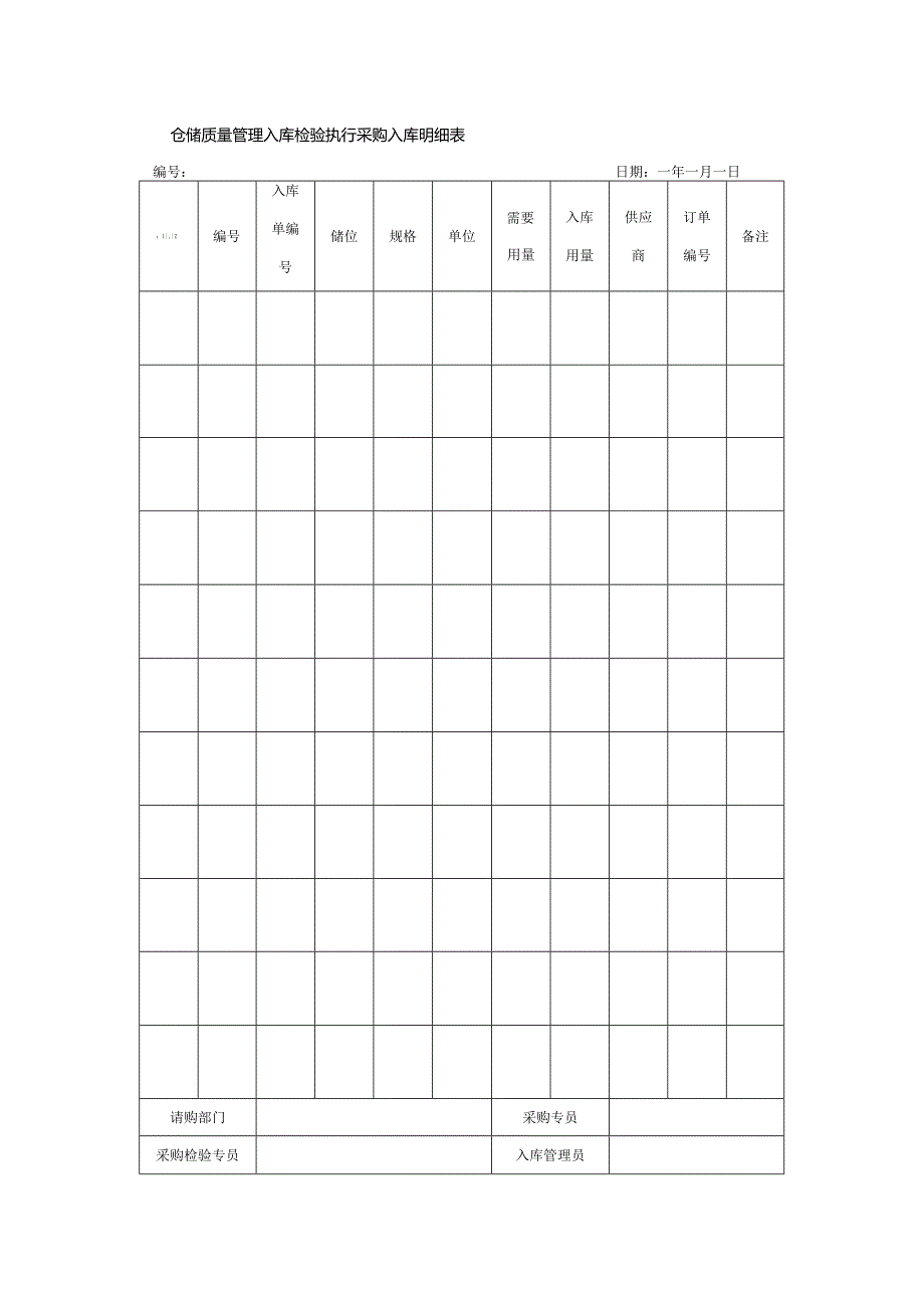 仓储质量管理入库检验执行采购入库明细表.docx_第1页