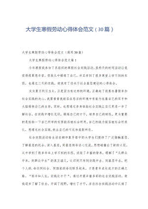 大学生寒假劳动心得体会范文（30篇）.docx