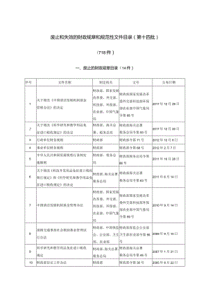 废止和失效的财政规章和规范性文件目录(第十四批).docx