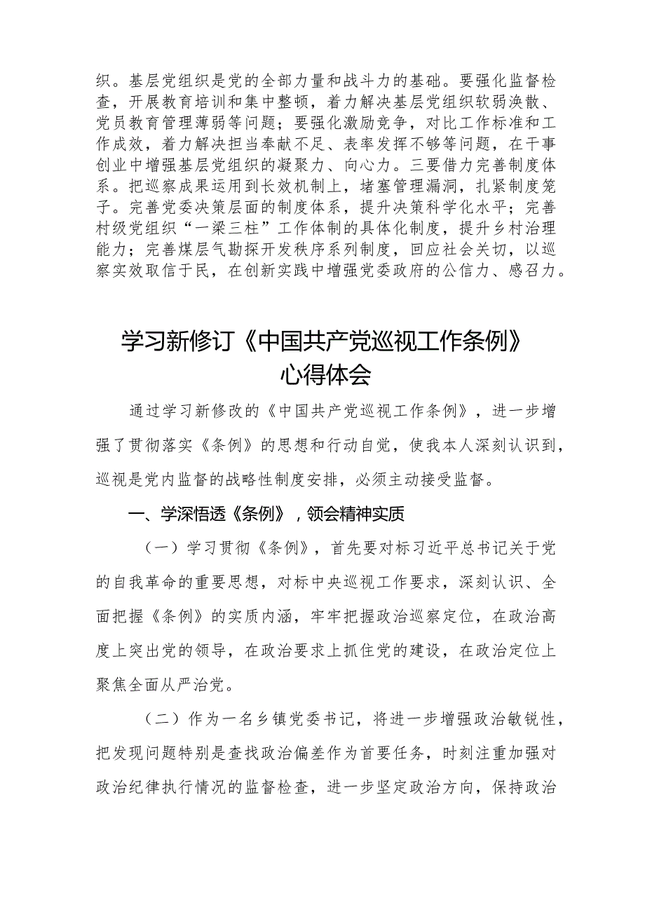 关于2024年新修订《中国共产党巡视工作条例》的心得体会五篇.docx_第3页