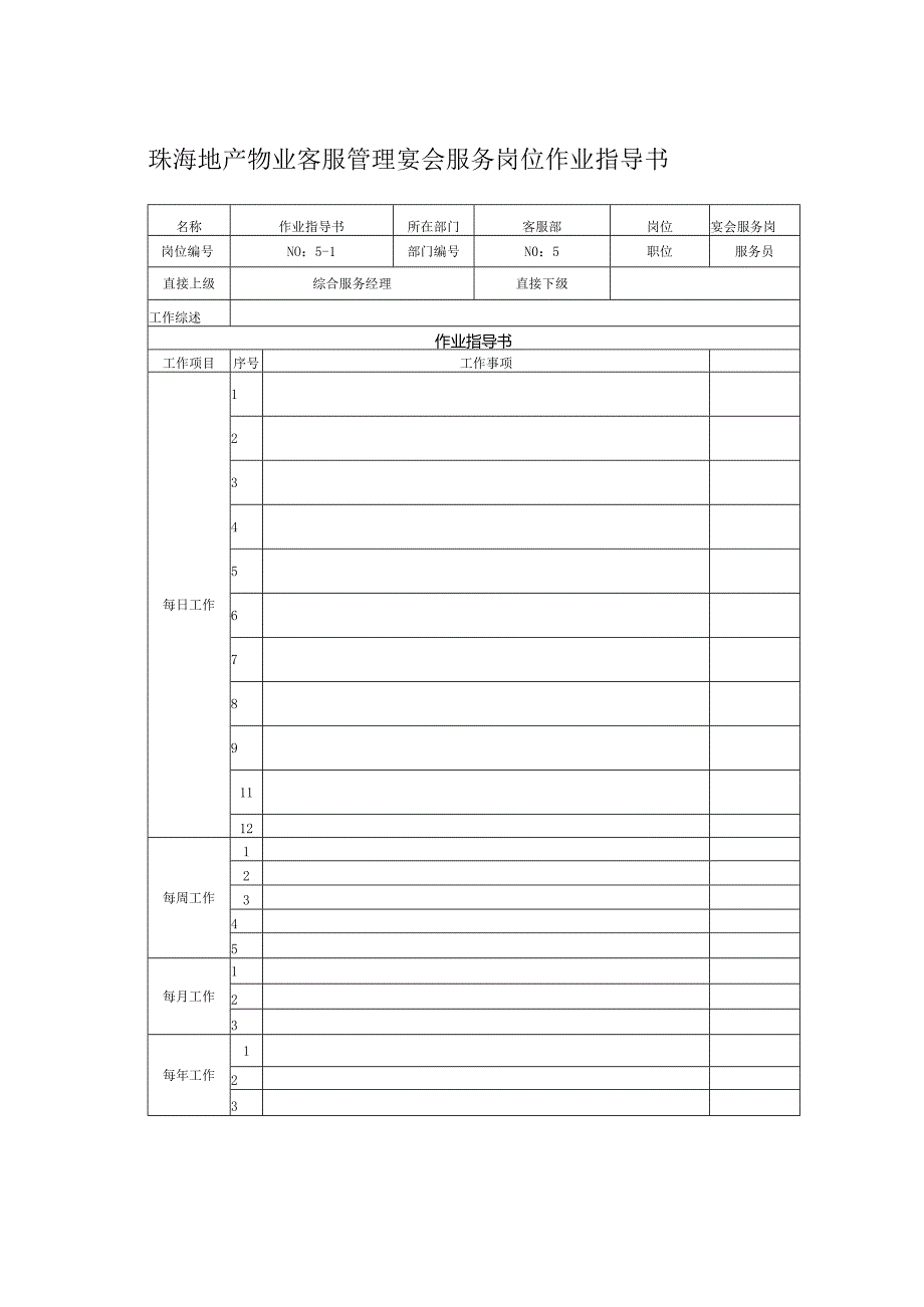 珠海地产物业客服管理宴会服务岗位作业指导书.docx_第1页