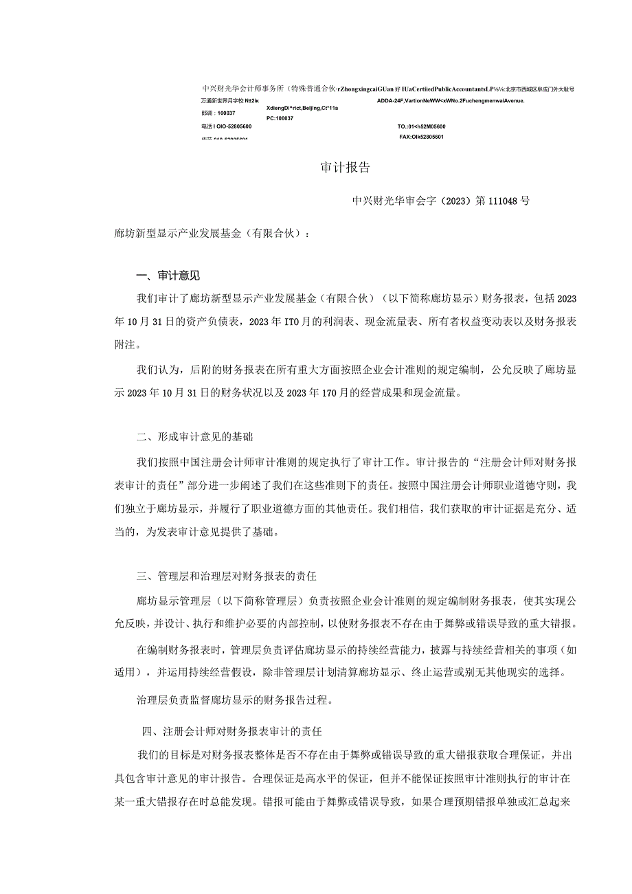 维信诺：廊坊新型显示产业发展基金（有限合伙）审计报告.docx_第3页