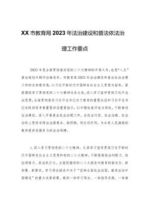 XX市教育局2023年法治建设和普法依法治理工作要点.docx