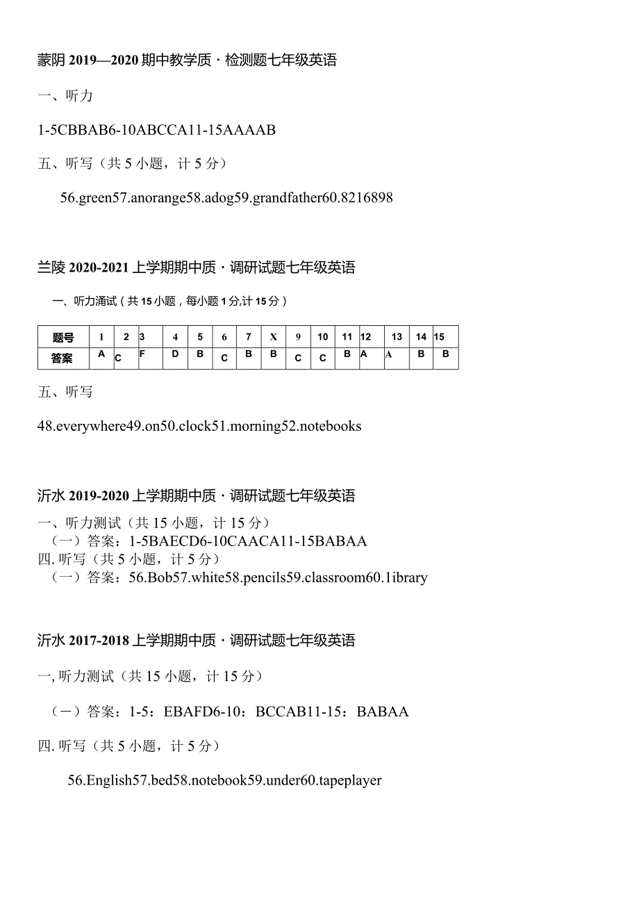 听力专练答案（新）.docx_第1页