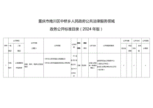 重庆市南川区中桥乡人民政府公共法律服务领域政务公开标准目录2024年版.docx