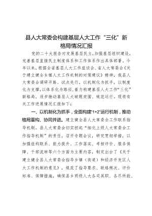 县人大常委会构建基层人大工作“三化”新格局情况汇报范文.docx