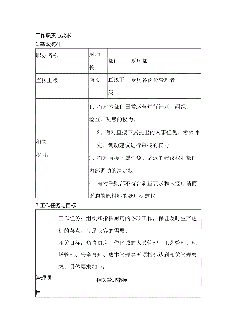 厨师长工作职责与要求.docx_第1页