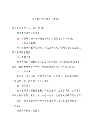 培养青年教师计划（30篇）.docx