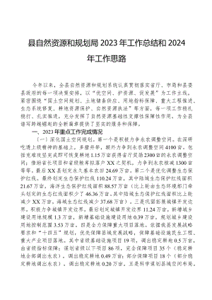 县自然资源和规划局2023年工作总结和2024年工作思路.docx