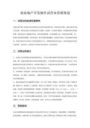 商业地产开发操作试营业营销策划.docx