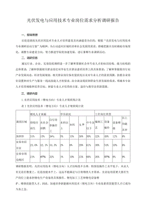 光伏发电与应用技术专业岗位需求分析调研报告.docx