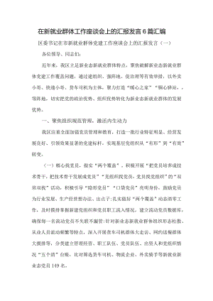 在新就业群体工作座谈会上的汇报发言6篇汇编.docx