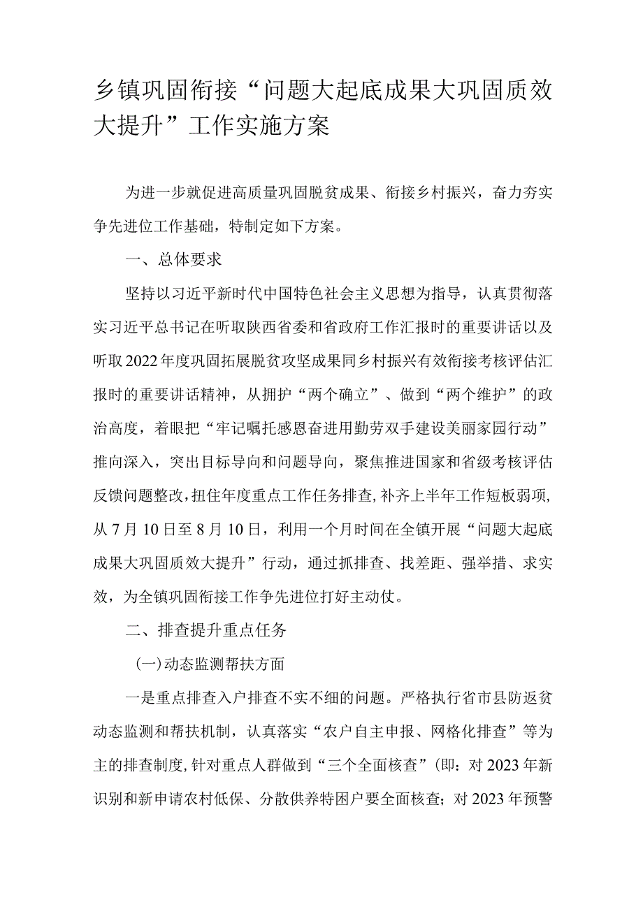 乡镇巩固衔接“问题大起底成果大巩固质效大提升”工作实施方案.docx_第1页