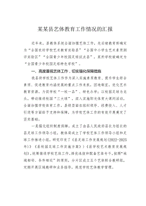 某某县艺体教育工作情况的汇报.docx