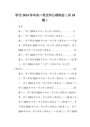 学习2024年中央一号文件心得体会18篇供参考.docx