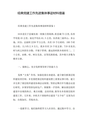 经典党建工作先进集体事迹材料借鉴.docx