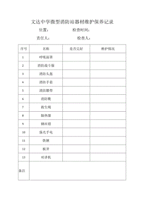 文达中学微型消防站器材维护保养记录.docx