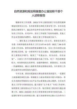 自然资源和规划局督查办公室挂职干部个人述职报告.docx