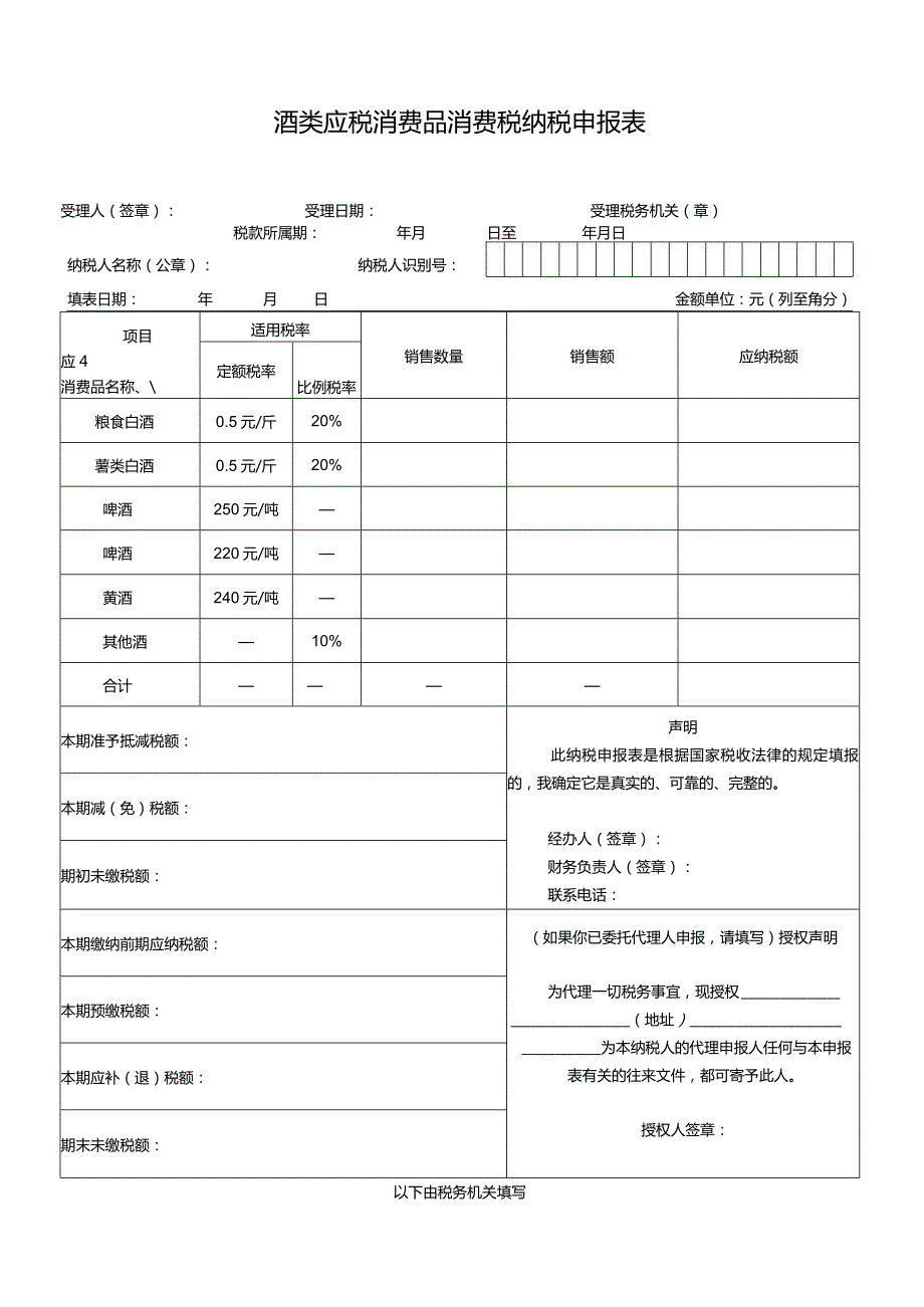 酒类应税消费品消费税纳税申报表等.docx_第1页