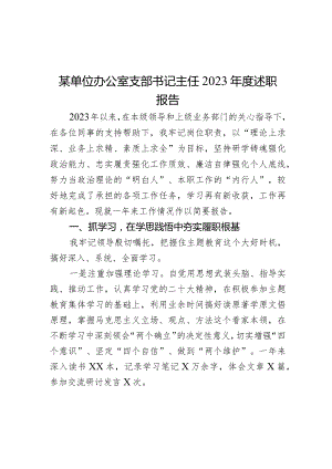 某单位办公室支部书记主任2023年度述职报告.docx