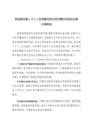 （3篇）2024年刑法修正案（十二）正式施行加大对行贿行为惩治力度心得体会.docx