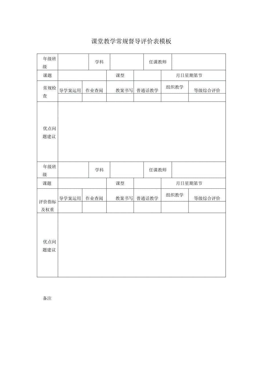 课堂教学常规督导评价表模板.docx_第1页