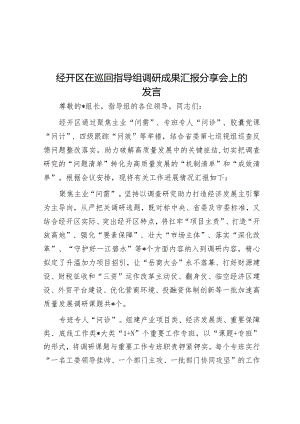 经开区在巡回指导组调研成果汇报分享会上的发言&关于某党委主题教育工作情况总结的报告.docx